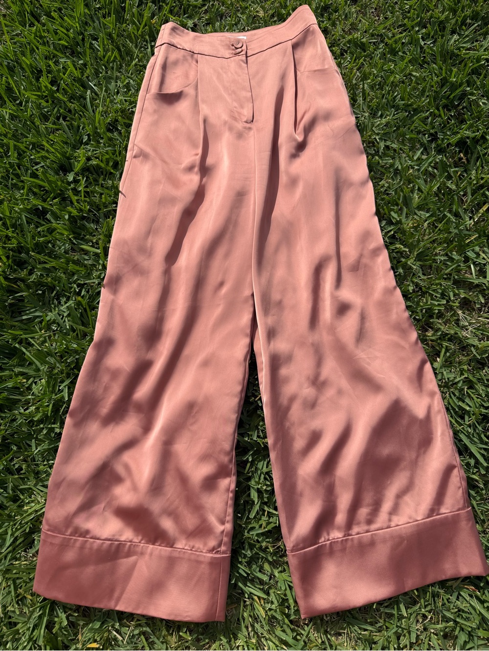 Le AL.X NWT Wide-Leg Satin Pants in Dusty Rose SZ 0